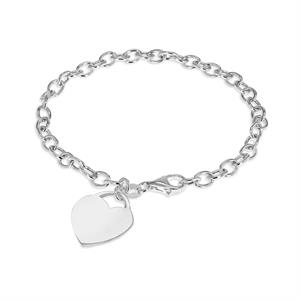 Faith & Brown Italian Crafted Heart Belcher Bracelet 7.5" Sterling Silver - 004089