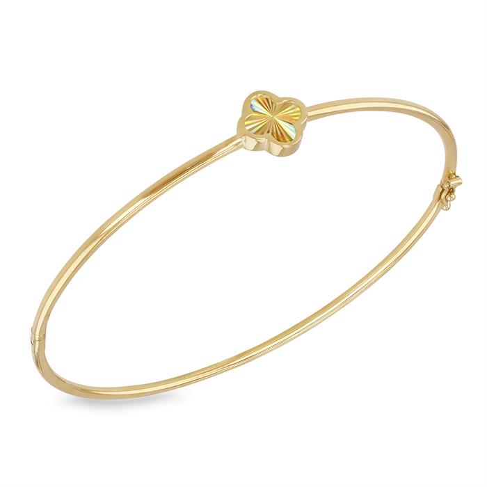 Faith & Brown 9k Gold 'Luce' Clover Bangle - 005308