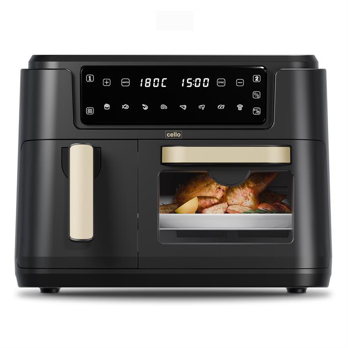 Cello 2-in-1 Digital Air Fryer and Oven with 10 Cooking Modes - 9.5L - Available in 3 Colours - Ash Black