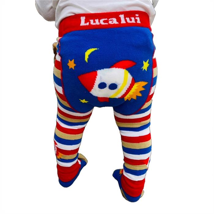Rocket Star Leggings with Built-In Socks by Lucalui - 0-6 Months