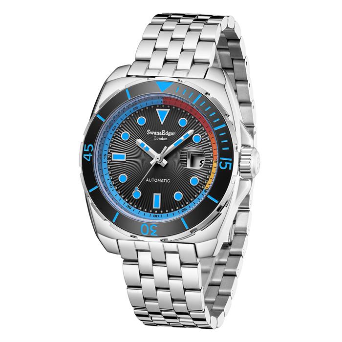 Swan & Edgar Ltd Ed Essential Automatic Watch with Stainless Steel Bracelet - Blue/Black