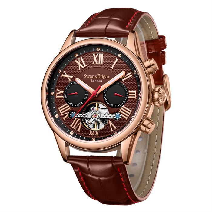 Swan & Edgar Ltd Ed Count Automatic Watch with Leather Strap - 031815