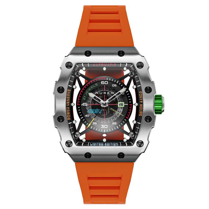 Nubeo Gents Ltd Ed Huygens Automatic Watch with Silicone Strap and Complimentary Gift - 033828