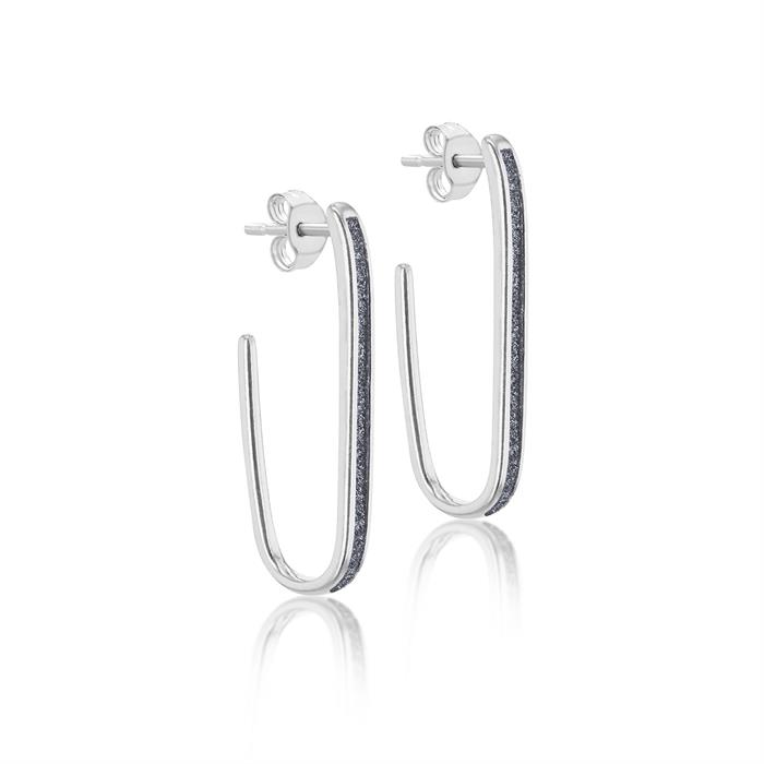 Faith & Brown Sterling Silver Stardust J-Shape Drop Earrings 26mm - 034782