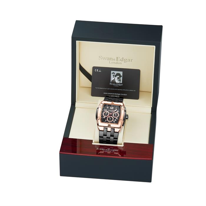 Swan & Edgar Ltd Ed Ambassador Mech Quartz Watch Stainless Steel Bracelet - 034945