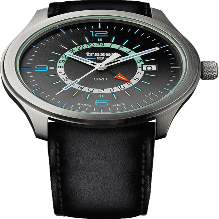 Traser T25 - Gents Quartz GMT Aurora, S/Steel case, Leather strap,  - 037165