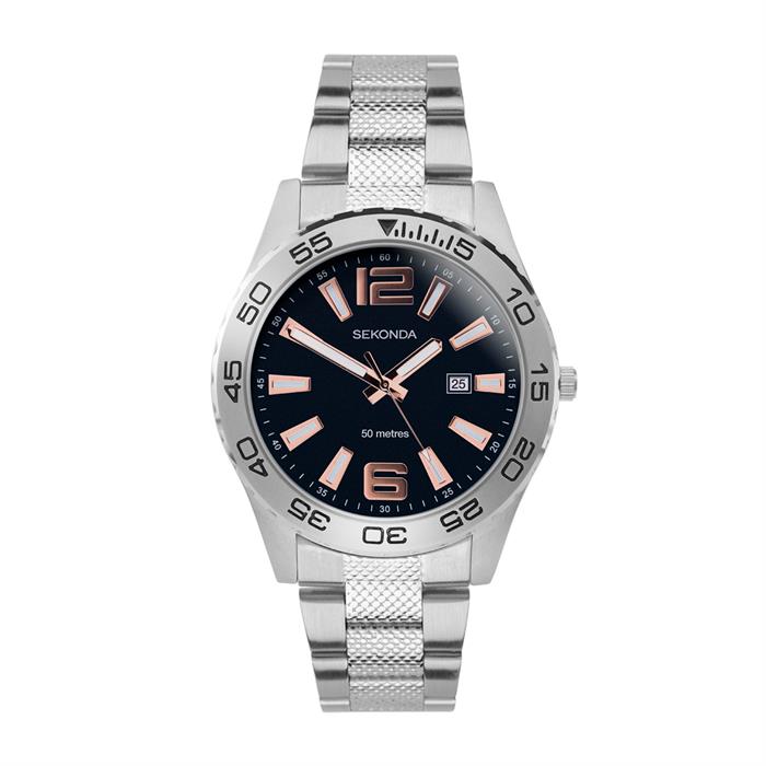 Sekonda Gents Athleisure Black with Stainless Steel Bracelet - 041159