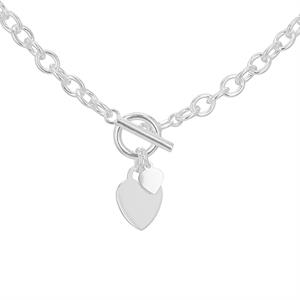 Faith & Brown Sterling Silver Italian Crafted T-Bar Heart Belcher Necklace 16" - 043816