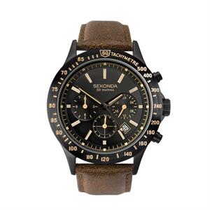 Sekonda Gents Dual Time Watch with Leather Strap.  - 044421