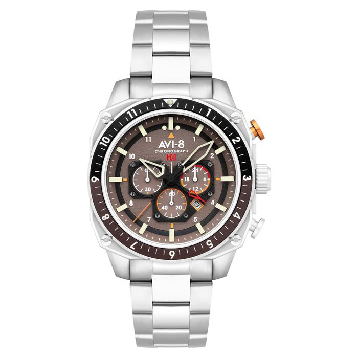 AVI-8 Hawker Hunter Atlas Dual Time Chronograph Watch with Stainless Steel Bracelet - 051484