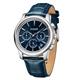 Gamages Of London Ltd Ed Sovereign Mechanical Quartz Watch with Leather Strap - Steel Blue