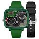 Nubeo Gents Odyssey Triple Time Zone Chronograph Ltd Ed with Two Silicone Straps - Green