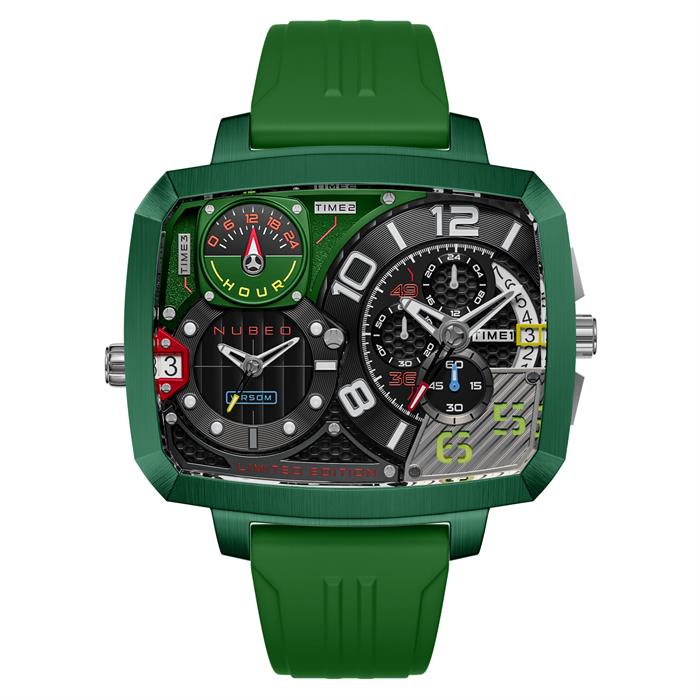 Nubeo Gents Odyssey Triple Time Zone Chronograph Ltd Ed with Two Silicone Straps - 062825