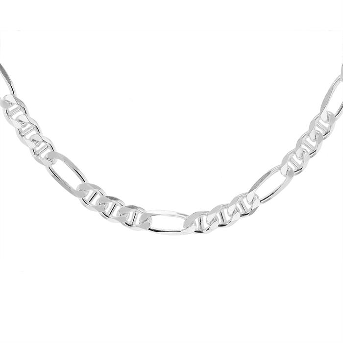 Faith & Brown Italian Crafted Sterling Silver Figaro Necklace 22" - 068765