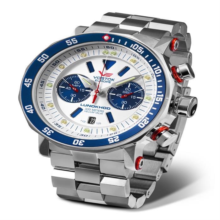 Vostok Europe L-2 - Gents Quartz Chrono, White Dial Watch with S/Steel Bracelet - 070825