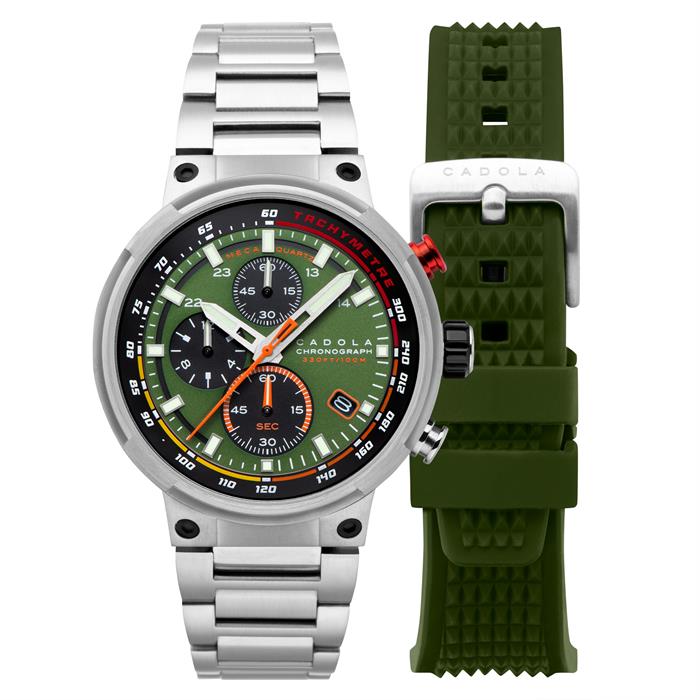 Cadola Gents Surtees Meca Quartz Chronograph Watch With Stainless Steel Bracelet and Additional Strap  - 077291