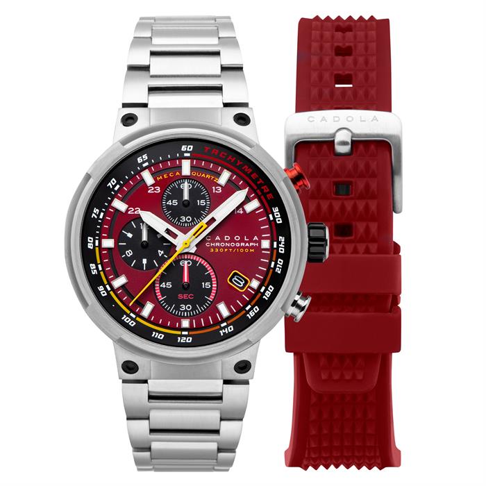 Cadola Gents Surtees Meca Quartz Chronograph Watch With Stainless Steel Bracelet and Additional Strap  - 077291