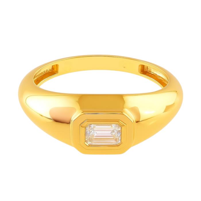 0.27ct SI Created Diamond Solitaire 'Orion' Chunky Ring (Gold Vermeil or Platinum Plated) - GV Size J/K