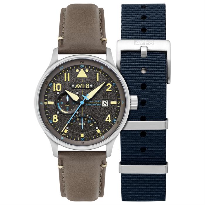 AVI-8 Gents Hawker Hurricane Mckellar Dual Time Watch with Additional Strap - 088517