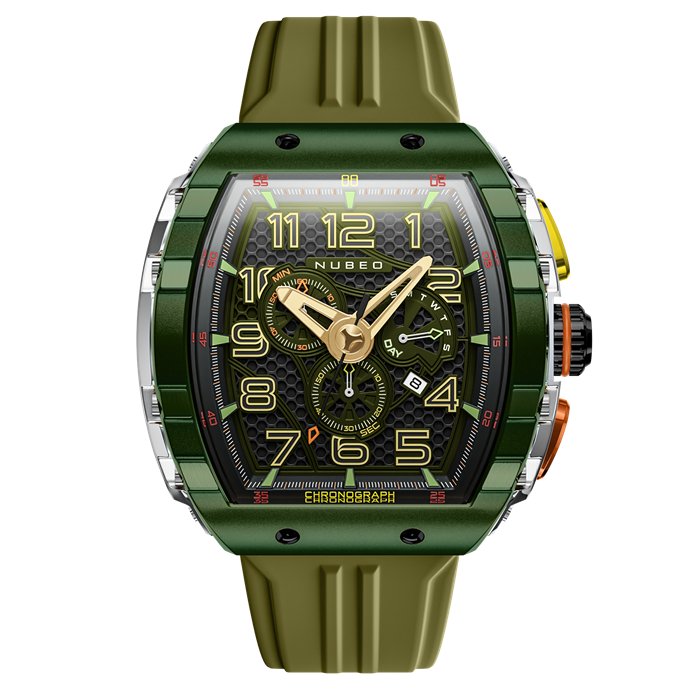 Nubeo Gents Magellan Retrograde Chronograph Watch with Rubber Strap - 098533
