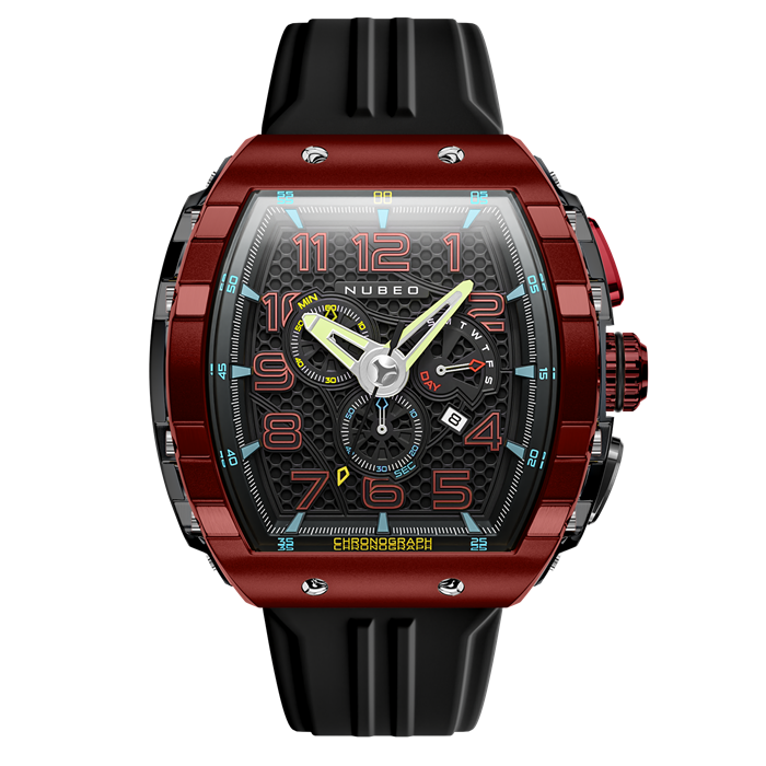 Nubeo Gents Magellan Retrograde Chronograph Watch with Rubber Strap - 098533