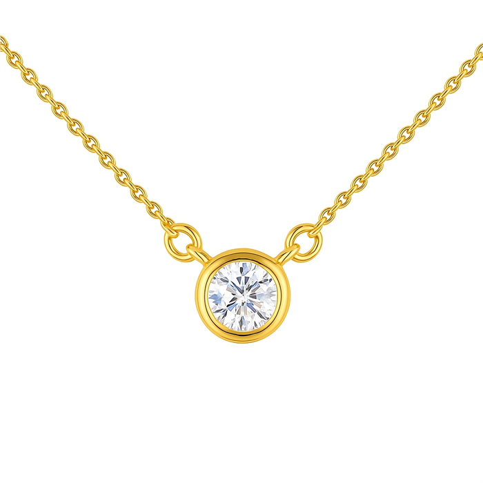 0.11ct SI Created Diamond 'Bellissima' Solitaire Necklace (Gold Vermeil or Platinum Plated) - 099359
