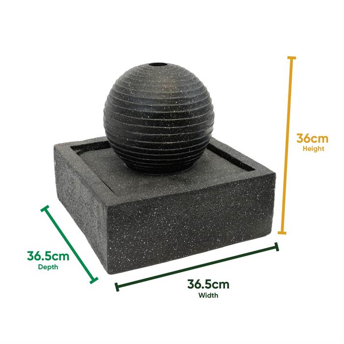 Gardenwize Square Black Ball Solar Water Feature - 102041
