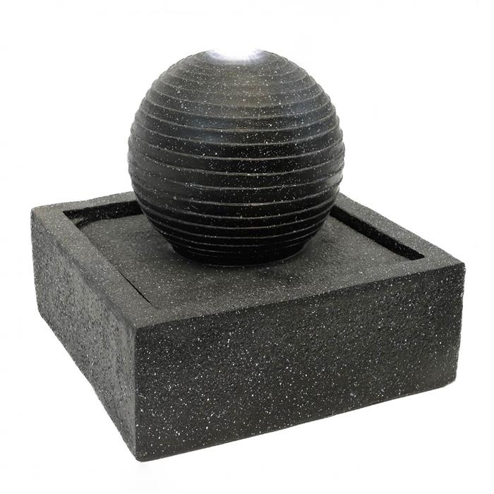 Gardenwize Square Black Ball Solar Water Feature - 102041