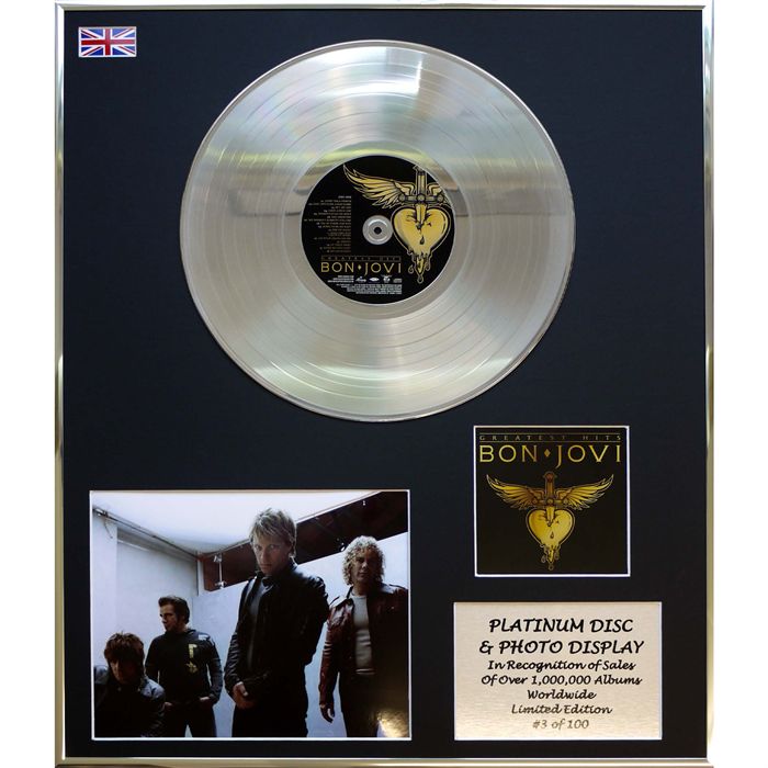 Bon Jovi - 'Greatest Hits' 24x20" Framed Gold Disc & Photo Display Ltd Edition of 100 - Bon Jovi