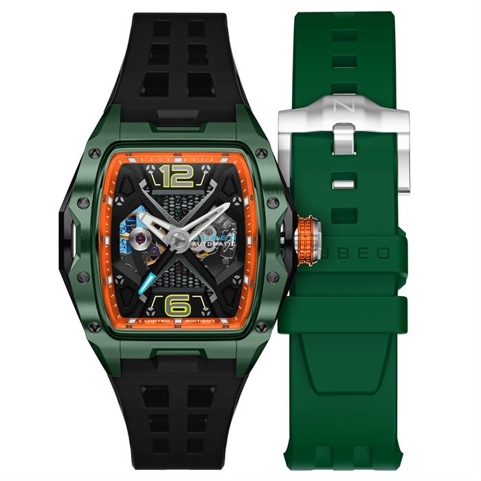 Nubeo Gents Davinci Automatic Skeleton Ltd Ed Watch with Silicone Strap and Complimentary Gift - 115701