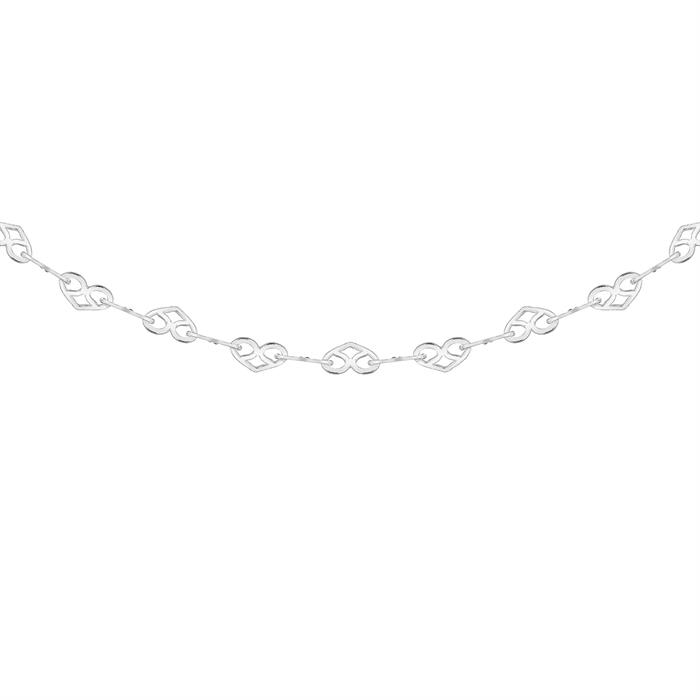 Faith & Brown Italian Crafted Heart Link Chain in Sterling Silver 30" - 126155