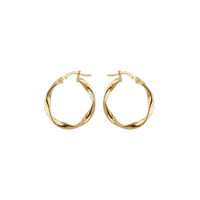  9K Yellow Gold Twisted Hoop Earrings 25mm - Twisted Hoop Earrings