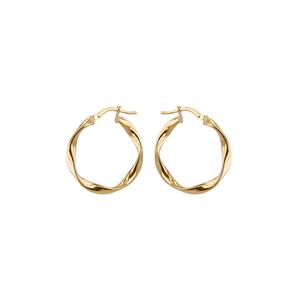  9K Yellow Gold Twisted Hoop Earrings 25mm - 128794