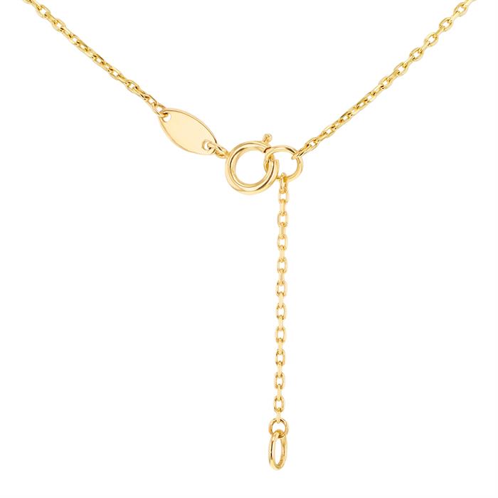 Faith & Brown 9k Gold Malachite Clover Necklace 16-17" - 153182