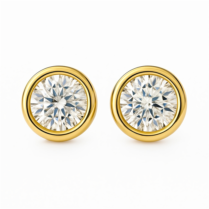 0.21ct SI Created Diamond 'Bellisima' Solitaire Stud Earrings (Gold Vermeil or Platinum Plated) - 157536