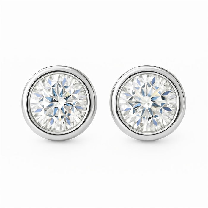 0.21ct SI Created Diamond 'Bellisima' Solitaire Stud Earrings (Gold Vermeil or Platinum Plated) - 157536