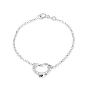 Faith & Brown Italian Crafted Open Heart Bracelet in Sterling Silver 7" - 163762