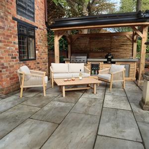 ROMA 4 Seater Double Lounge Set: 1 Two-seat sofa, 2 Armchairs & 1 Rectangular Coffee Table 127.5x65x36cm - 169782