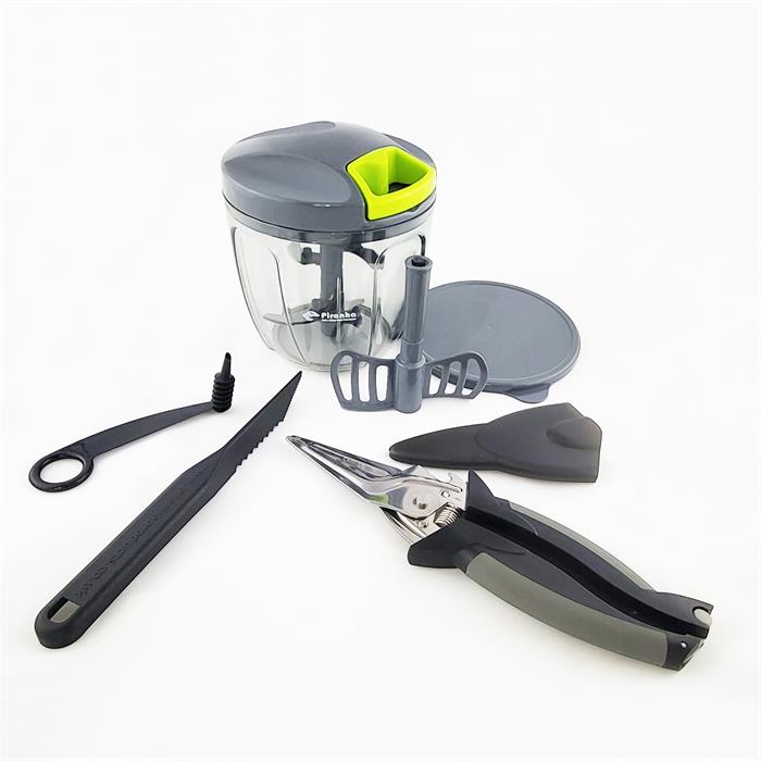 Piranha 4 Piece Bundle inc. Jumbo Pull & Chop, Classy Cutter Scissors, V-Knife and Spiral Cutter - 189302