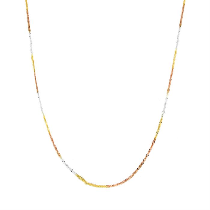 Faith & Brown Italian Crafted Sterling Silver 3 Tone 18k Gold Plated Tocalle Chain 24" - 206027