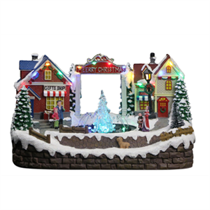 Christmas Decorative Light Up Village with Water Fountain - 34 x 20.5 x 19cm  - 218266