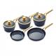 Tower 5 Piece Ceramic Non Stick Pan Set - Midnight Blue & Gold
