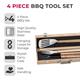Tower BBQ 4 Piece Tool Set with Wooden Handles and Carry Case - 247924