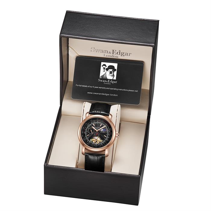 Swan & Edgar Ltd Ed Moonface Automatic Watch with Leather Strap - 253145
