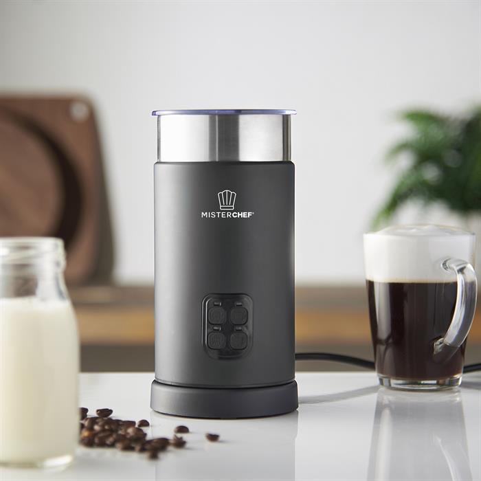 MisterChef Large Fast 550W Automatic Milk Frother, Hot & Cold Milk Functionality, 240ml Milk Heating / 115ml Milk Frothing - 4 Functions - 295993