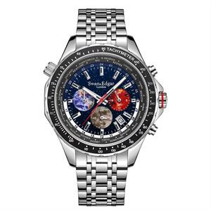 Swan & Edgar Ltd Ed World Timer Mecha Quartz Watch with Stainless Steel Bracelet - 297032