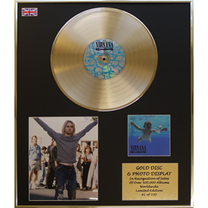 Nirvana - 'Never Mind' 24 x 20" Framed Gold Disc & Photo Display Ltd Edition of 100 - 298956