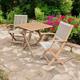 FSC1 LONDON 70cm Square Folding Bistro Set with 2 London Rope Folding Armchairs  - Bistro Set