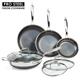 PRO STEEL Fusion 7pc Frying Cookware Set  - Pans in 20cm, 26cm and 30cm,Wok 30cm and Lids in 20cm, 26cm and 30cm  - 302372