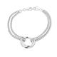 Faith & Brown Italian Crafted 2 Rings Curb Chain Bracelet in Sterling Silver 7" + 1" - 314363